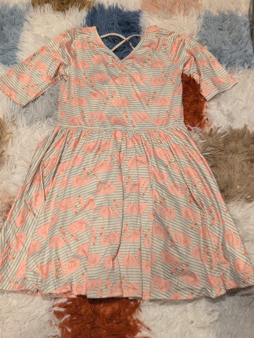 Dot Dot Smile Pink Swan Stripe Dress